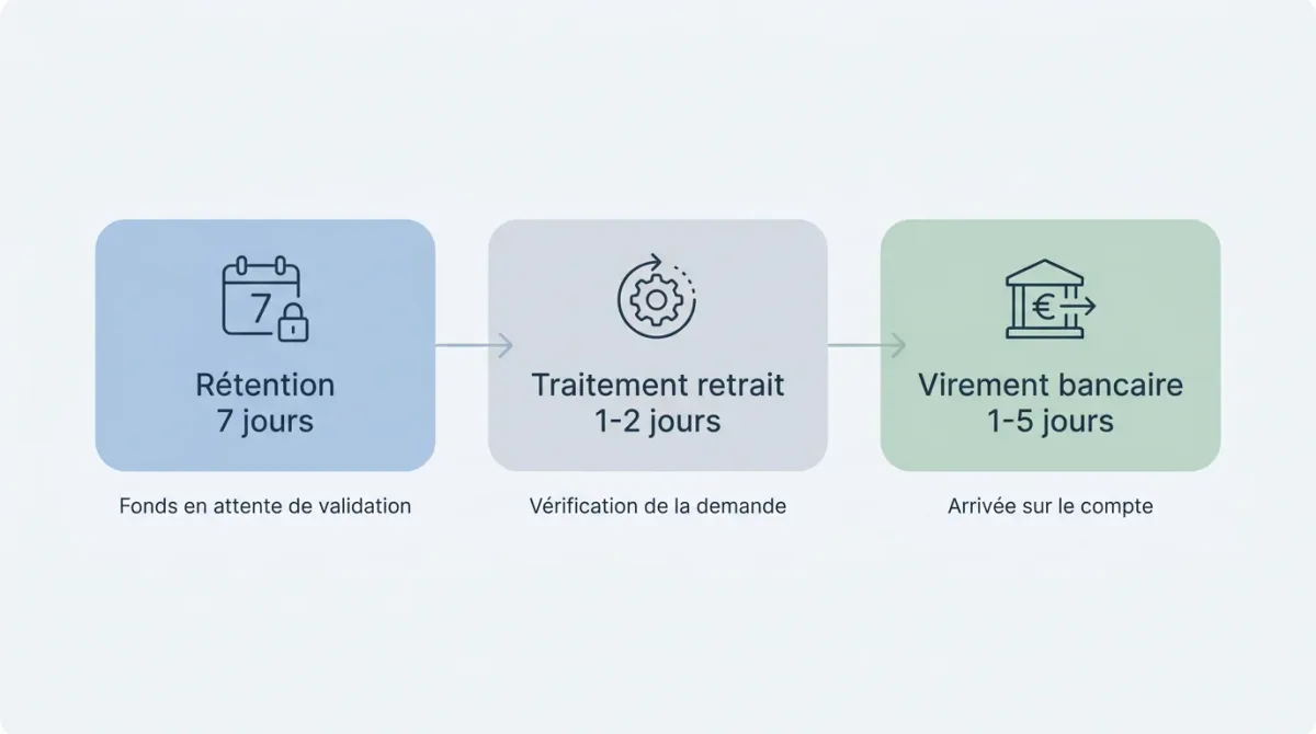 Chronologie des délais de retrait OnlyFans en trois phases