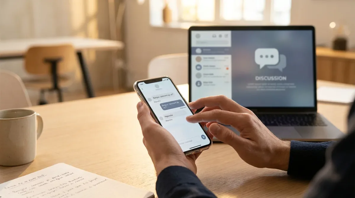Mains tapant sur un smartphone pour illustrer le chatting OnlyFans comme levier de revenus